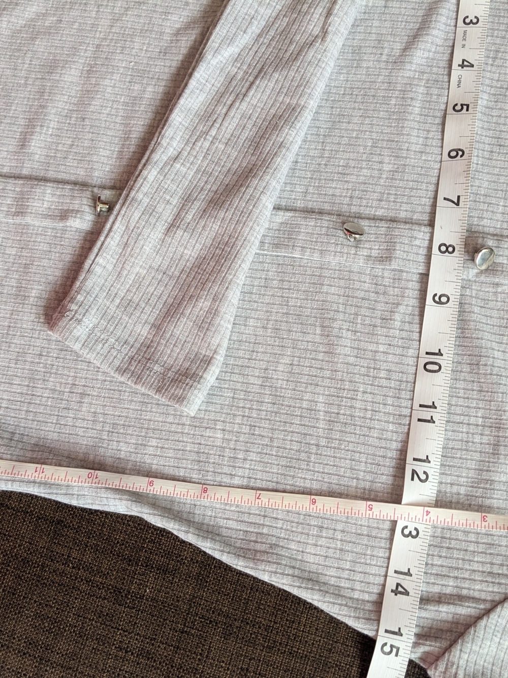Ambiance Essential Light Gray Ribbed Button-Front Long Sleeve Top Size S - Picture 5 of 5